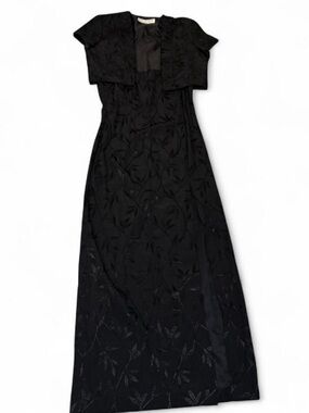 Black Maxi Dress with Subtle Floral Jacquard